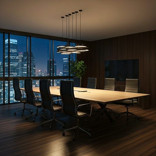 Sleek modern boardroom interior